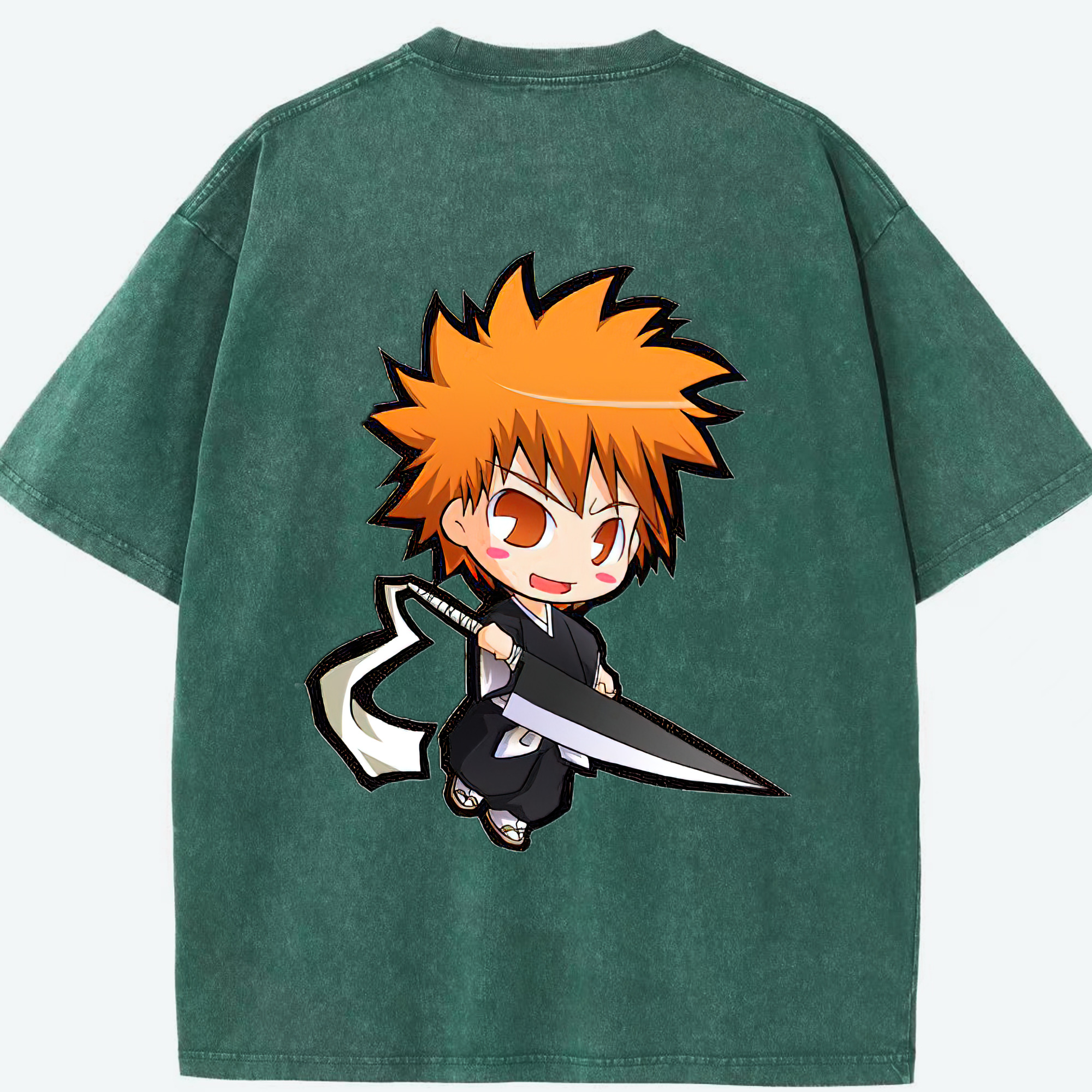 （画像用） ブリーチ 黒崎一護（くろさき いちご）BLEACH Kurosaki Ichigo 綿100% ヴィンテージ風 半袖Tシャツ（背面プリント）